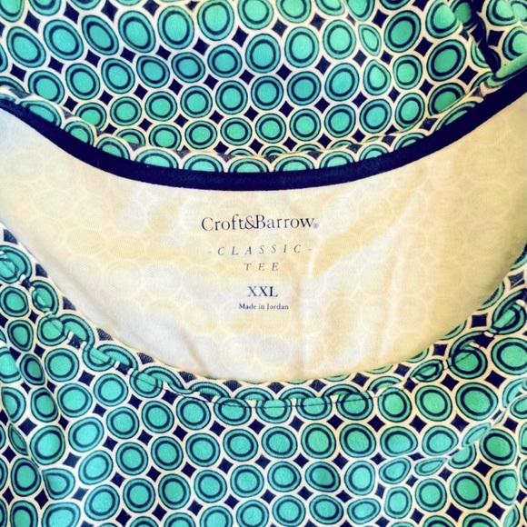 Croft & Barrow XXL Classic Long Sleeve Tee Shirt, Top, Blouse, Geometric Print - Picture 7 of 8